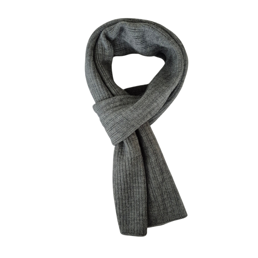 AllSaints Gray Rib Knit Wool Blend Muffler Scarf UNISEX